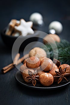 Marzipan confectionery on a plate