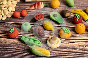 marzipan fruit figurines, sweet and special gift for celebrations