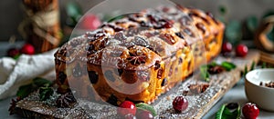 Marzipan Fruit Loaf on Wooden Board