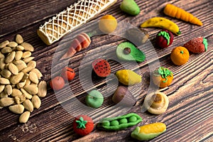 Marzipan fruits made from natural and organic ingredients