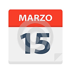 Marzo 15 - Calendar Icon - March 15. Vector illustration of Spanish Calendar Leaf photo