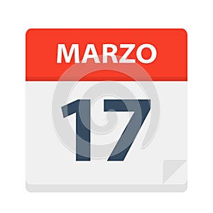 Marzo 17 - Calendar Icon - March 17. Vector illustration of Spanish Calendar Leaf photo