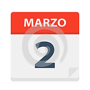 Marzo 2 - Calendar Icon - March 2. Vector illustration of Spanish Calendar Leaf photo