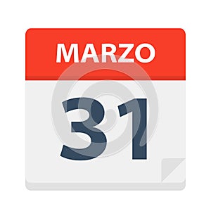 Marzo 31 - Calendar Icon - March 31. Vector illustration of Spanish Calendar Leaf photo