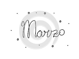 Marzo phrase handwritten with a calligraphy brush. March in italian. Modern brush calligraphy. Isolated word black photo