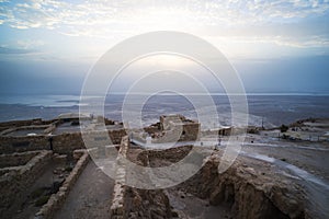 Masada is an ancient fortress off the southwestern coast of the Dead sea, in Israel. Near the city of Arad, at the Ein Gedi Ein