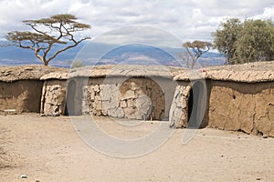 Masai houses at the village