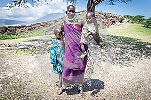 Masai woman with her kids