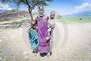 Masai woman with her kids