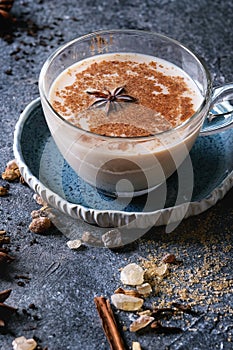 Masala chai with ingredients