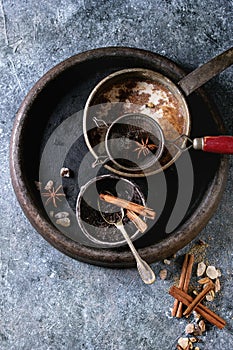 Masala chai with ingredients