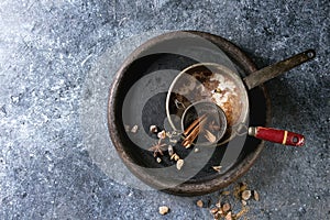 Masala chai with ingredients