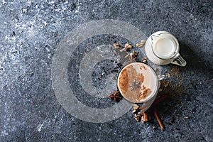 Masala chai with ingredients