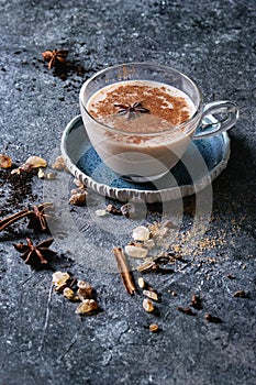 Masala chai with ingredients