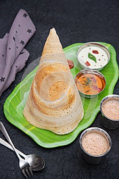 Masala Dosa with coconut chutney and sambar Kerala India