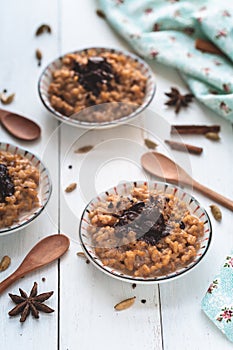 Masala Tea Chai and Chocolate Rice Pudding photo