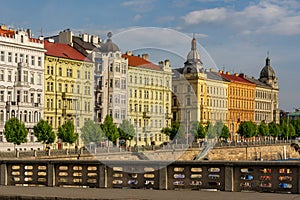 Masarykova embankment architecture, Prague, Czech Republic