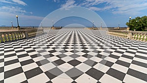 Mascagni Terrazza terrace belvedere seafront at sunset. Livorno