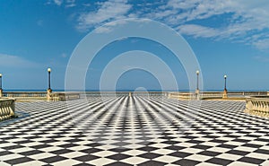 Mascagni Terrazza terrace belvedere seafront at sunset. Livorno