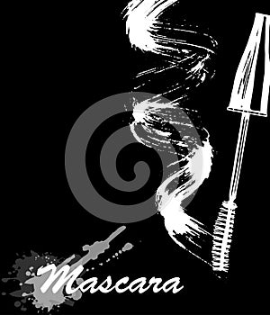 Mascara eyeliner and brush stroke , beauty and cosmetic background. Vector