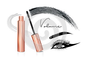 Mascara eyeliner and brush stroke vector, beauty and cosmetic background. Vector illustration