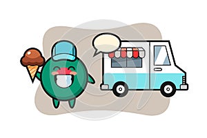 Mascot cartoon of bangladesh flag badge with ice cream truck