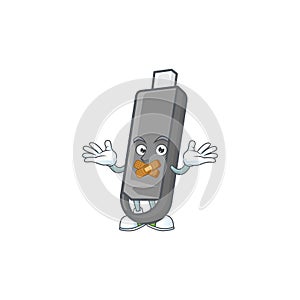 Mascot cartoon character design of flashdisk making a silent gesture