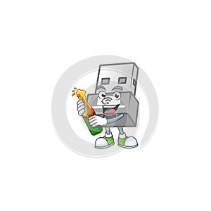 Mascot cartoon design of USB wireless adapter having a bottle of beer
