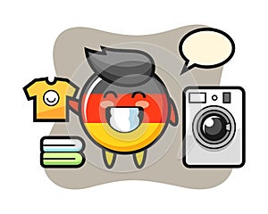 Mascot cartoon of germany flag badge with washing machine
