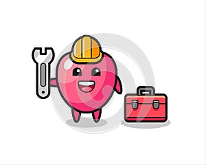 Mascot cartoon of heart symbol as a mechanic