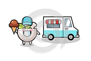Mascot cartoon of herbal bowl with ice cream truck