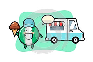 Mascot cartoon of nigeria flag badge with ice cream truck