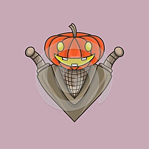 Mascot Cartoon Ninja Pumpkin Hellowen