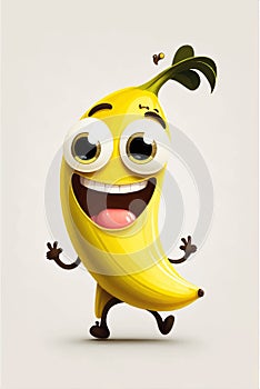 Mascot cartoon vector illustration Cute funny banana character isolated background