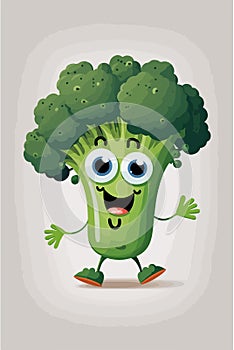Mascot cartoon vector illustration Cute funny broccoli character isolated background