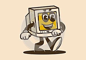 Mascot character design of a walking old monitors