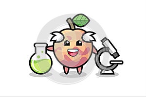 Mascot character of pluot fruit as a scientist