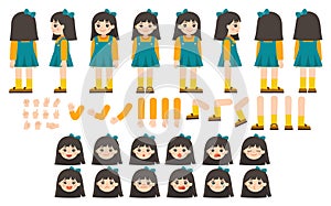 Mascot creation kit of little girl for different poses.