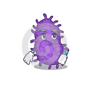 Mascot design of bacteria bacilli showing waiting gesture