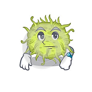 Mascot design of bacteria coccus showing waiting gesture photo