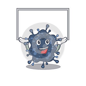 Mascot design of bacteria neisseria lift up a board