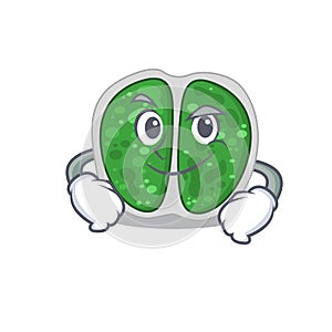 A mascot design of chroococcales bacteria having confident gesture