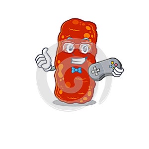 Mascot design concept of acinetobacter bacteria gamer using controller