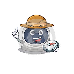 Mascot design concept of astronaut helmet explorer with a compass