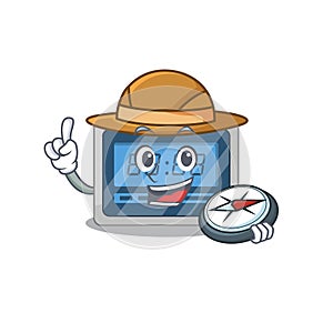 Mascot design concept of digital timer explorer using a compass in the forest