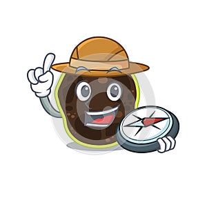 Mascot design concept of firmicutes explorer using a compass in the forest