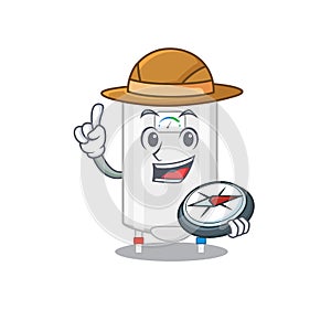 Mascot design concept of gas water heater explorer with a compass