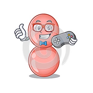 Mascot design concept of neisseria gonorrhoeae gamer using controller