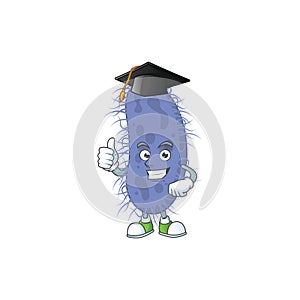 Mascot design concept of salmonella typhi proudly wearing a black Graduation hat