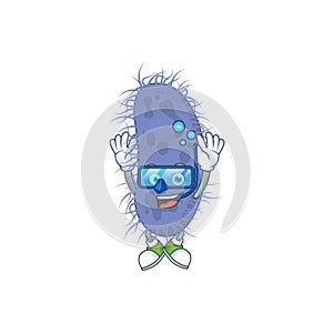 Mascot design concept of salmonella typhi wearing Diving glasses